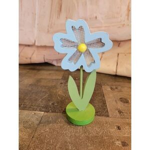 Wooden blue flower floral figure spring decor